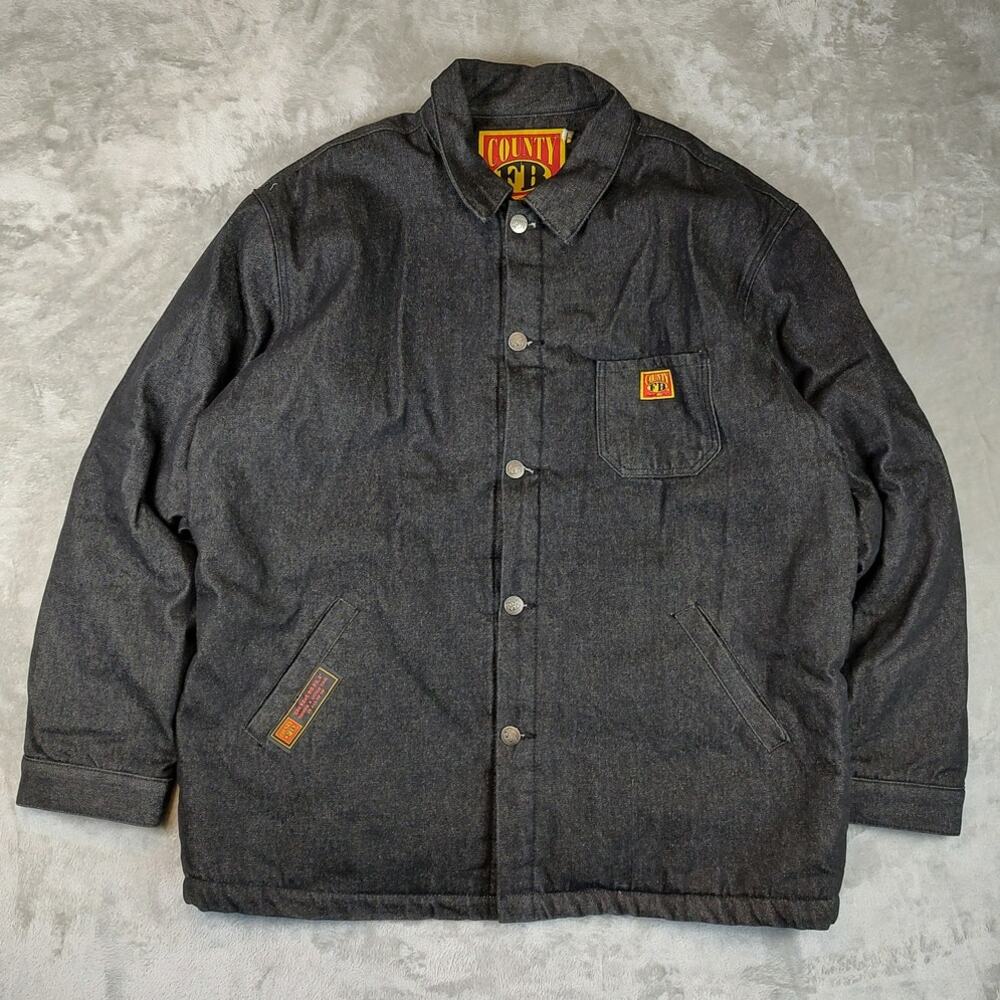 FB County utility gorpcore workwear streetwear denim sherpa lined jacket mens XL